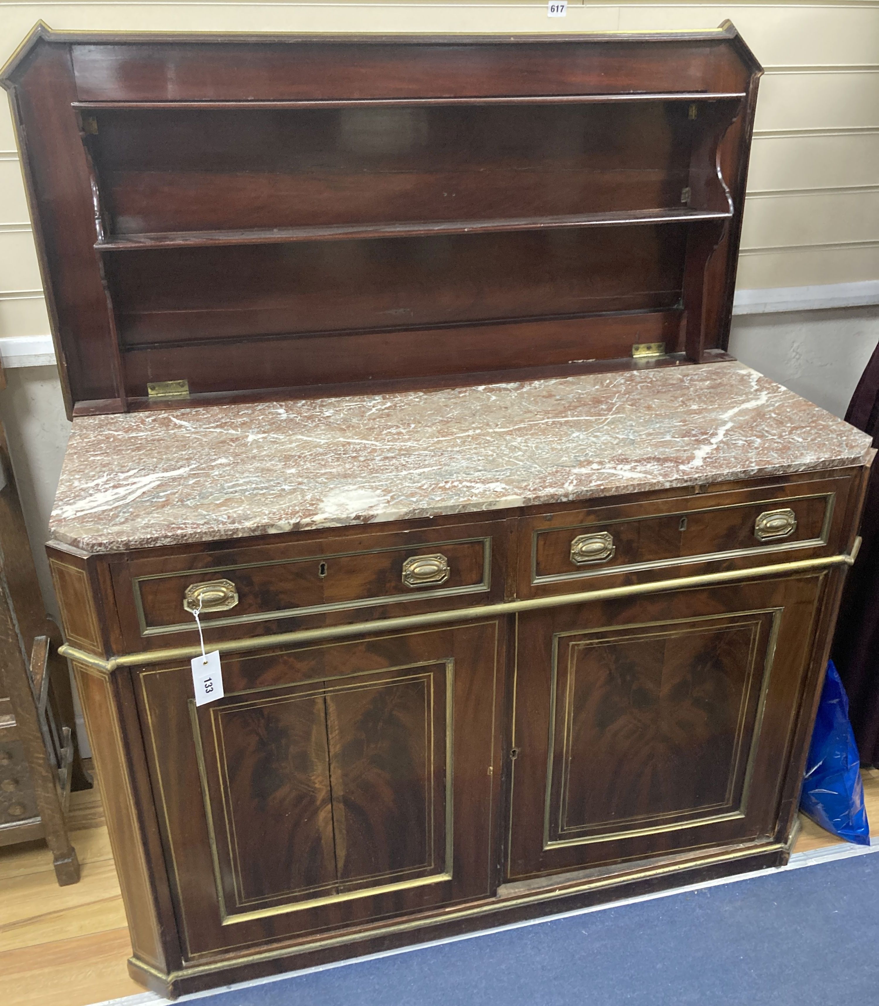 An early 19th century Northern European mahogany cabinet de toilette, W.119.5cm D.56cm H.82.5cm